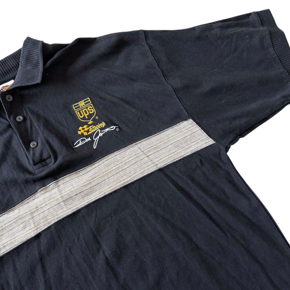 Nascar VTG Mens Dale Jarrett UPS Racing Black Polo Shirt Large Winners Circle L